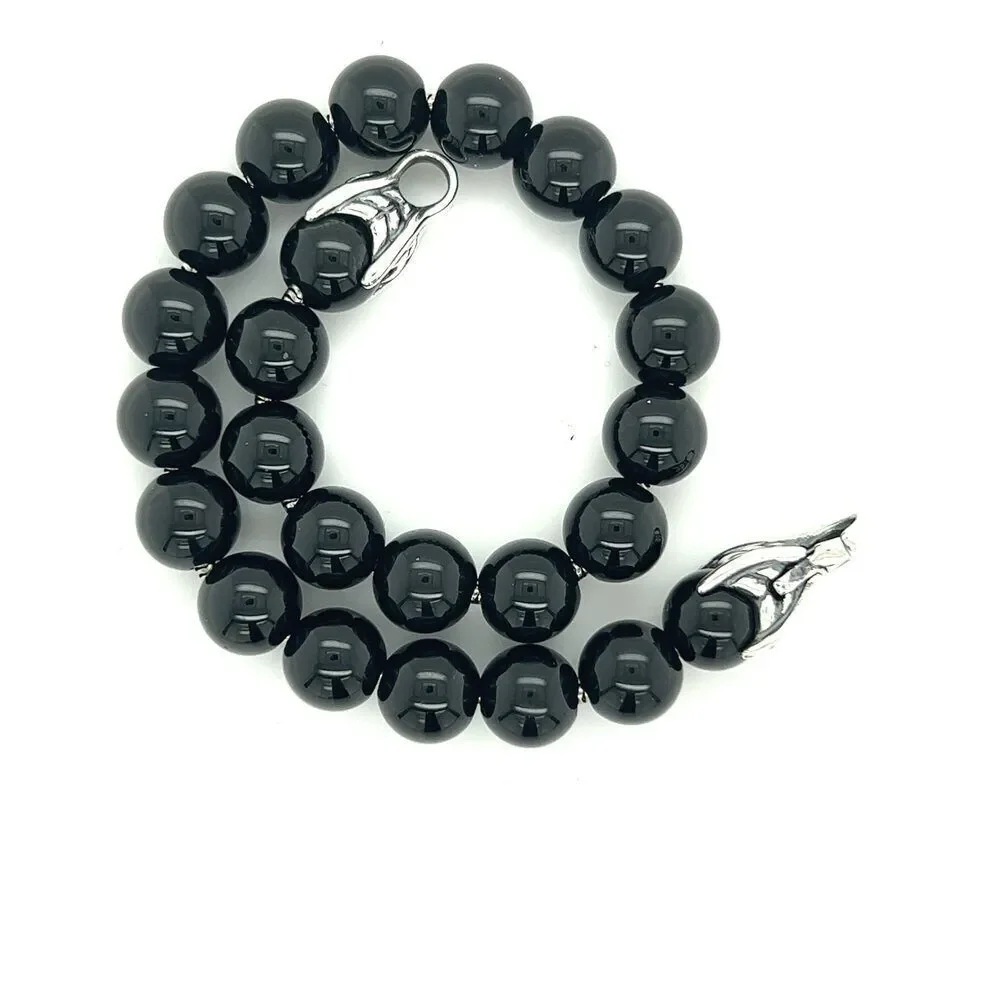 David Yurman Authentic Estate Onyx Spiritual Beads Bracelet 8.5" Silver DY447 - Picture 7 of 10